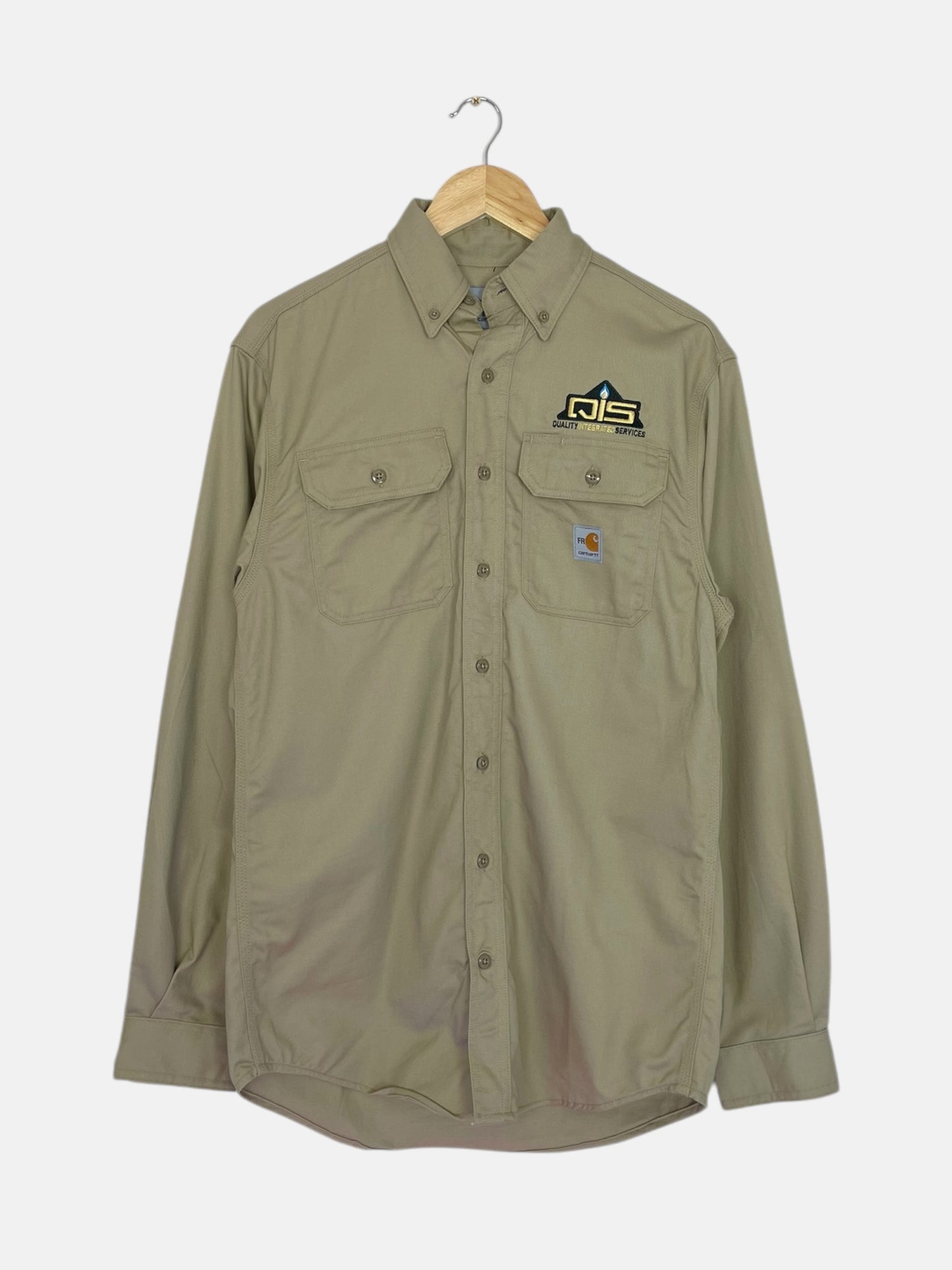 90's Carhartt Quality Integrated Services Embroidered Vintage Long Sleeve Button-up Shirt Size S-M