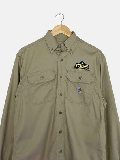 90's Carhartt Quality Integrated Services Embroidered Vintage Long Sleeve Button-up Shirt Size S-M