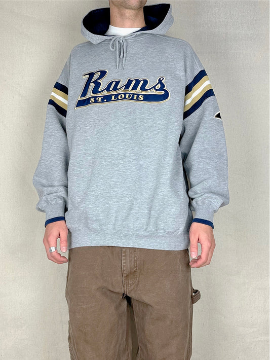 90's St Louis Rams NFL Embroidered Vintage Hoodie Size XL-2XL