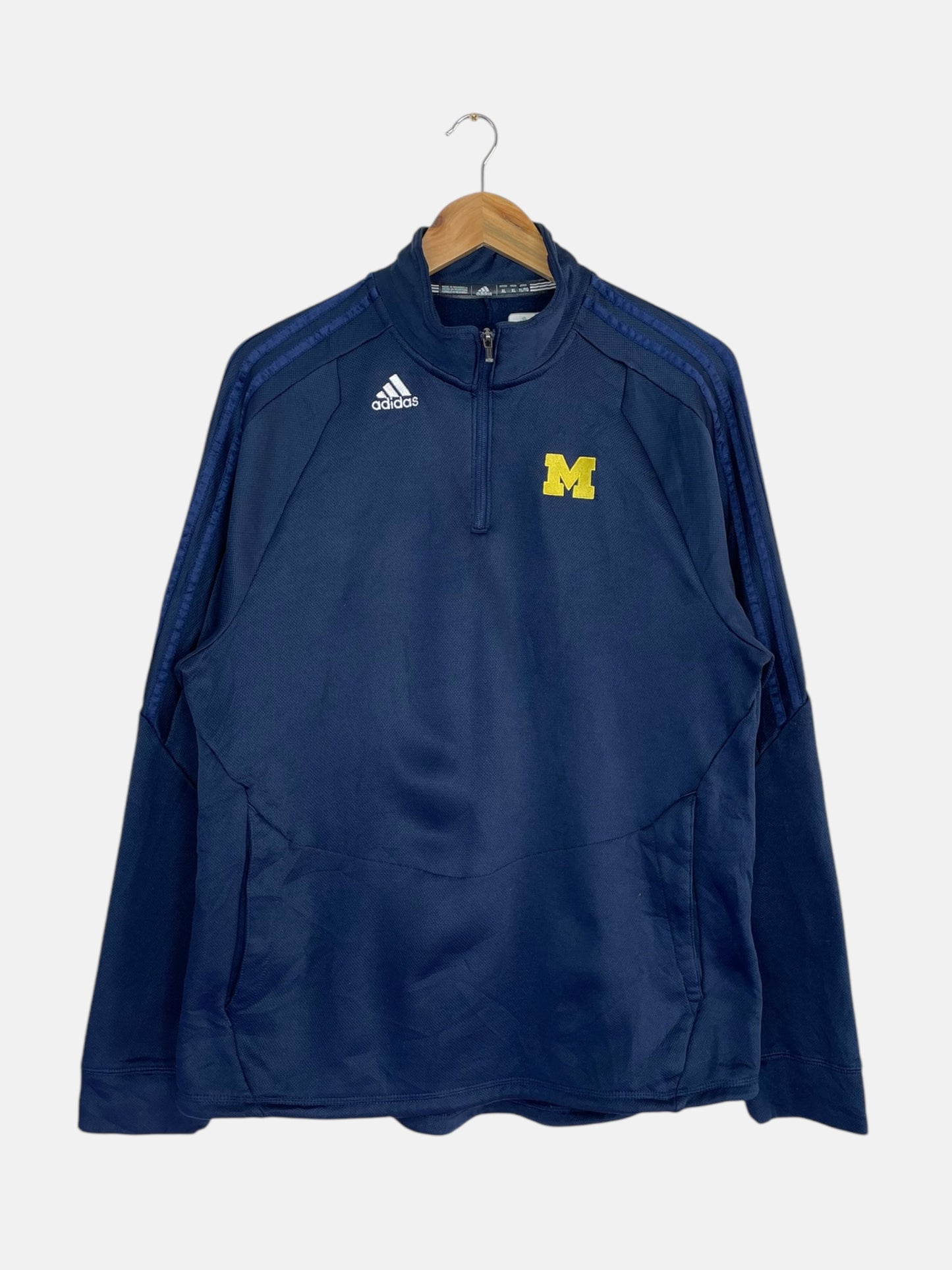 90's Adidas Michigan Wolverines Embroidered Vintage Quarter-zip Sweatshirt Size L