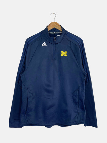 90's Adidas Michigan Wolverines Embroidered Vintage Quarter-zip Sweatshirt Size L