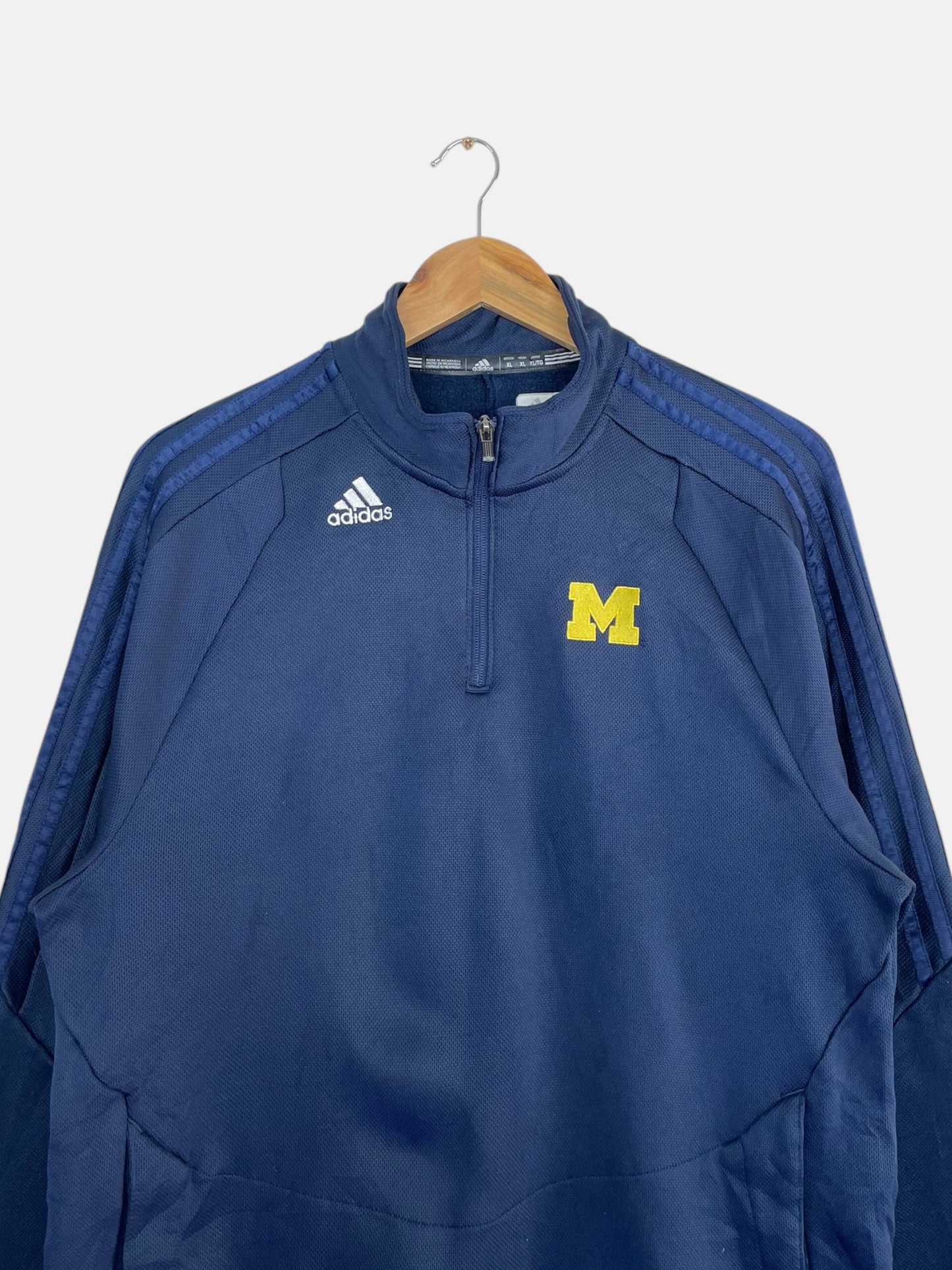 90's Adidas Michigan Wolverines Embroidered Vintage Quarter-zip Sweatshirt Size L