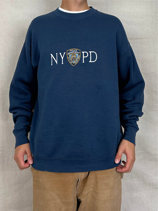 90's NYPD Embroidered Vintage Sweatshirt Size L-XL