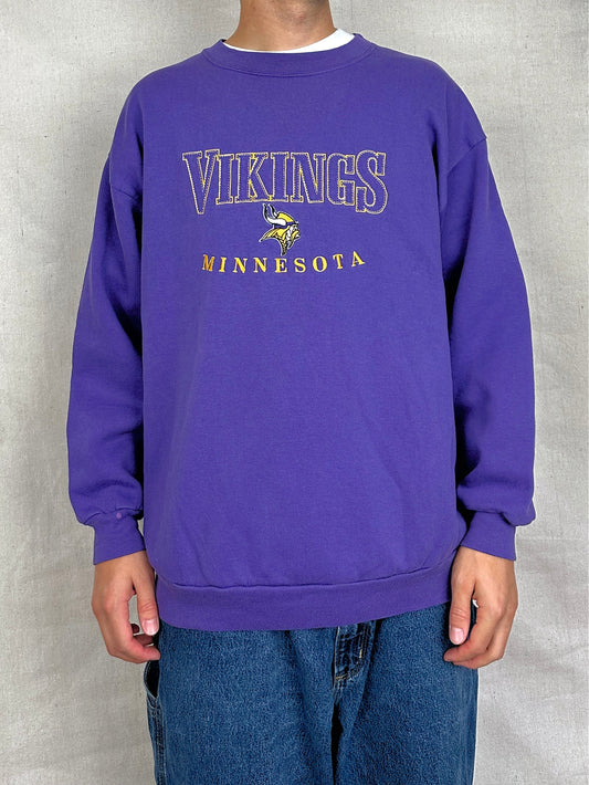 90's Minnesota Vikings NFL Embroidered Vintage Sweatshirt Size L