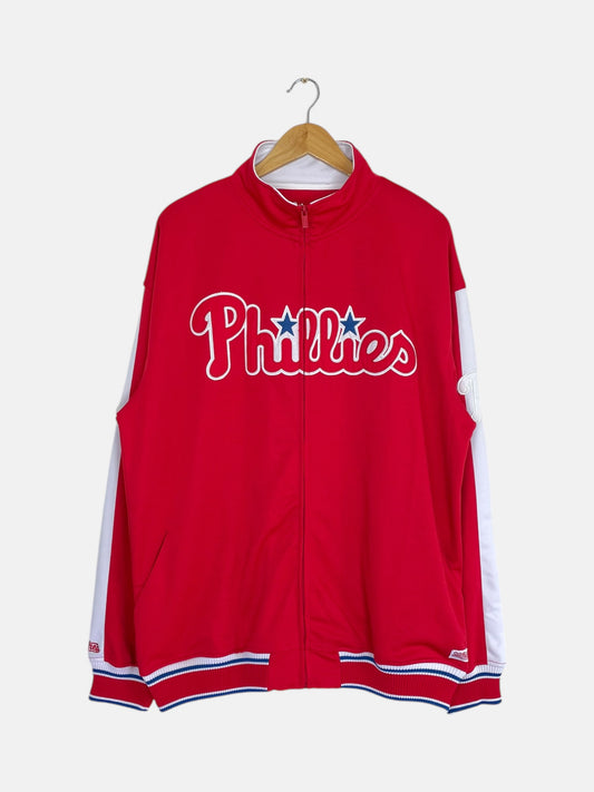 90's Phillies Embroidered Vintage Baseball Track Jacket Size 2XL