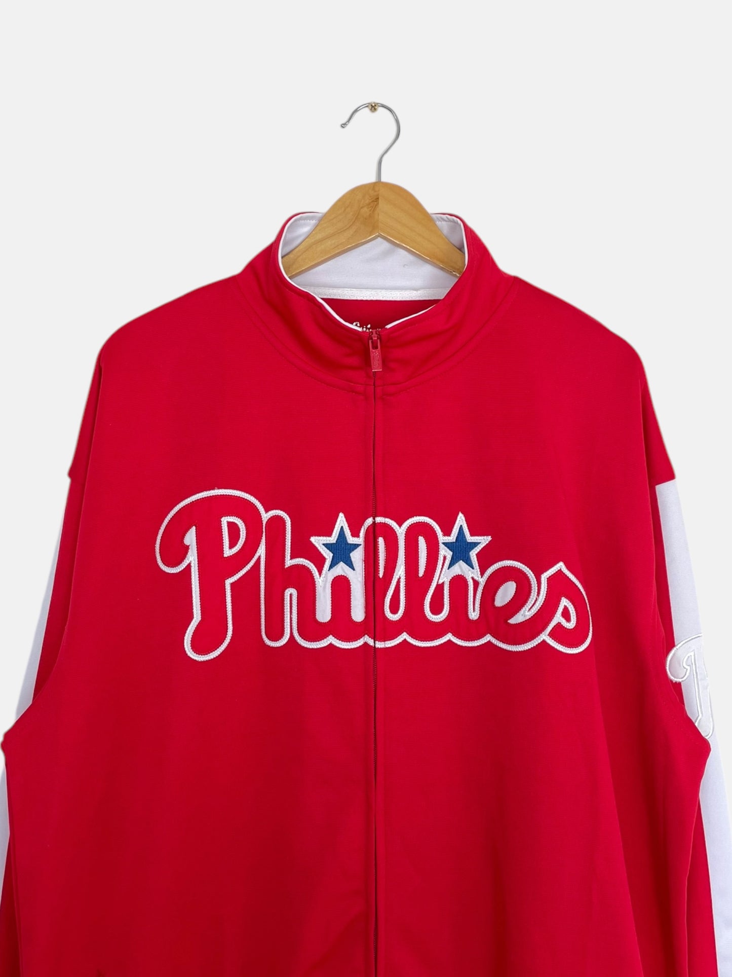 90's Phillies Embroidered Vintage Baseball Track Jacket Size 2XL