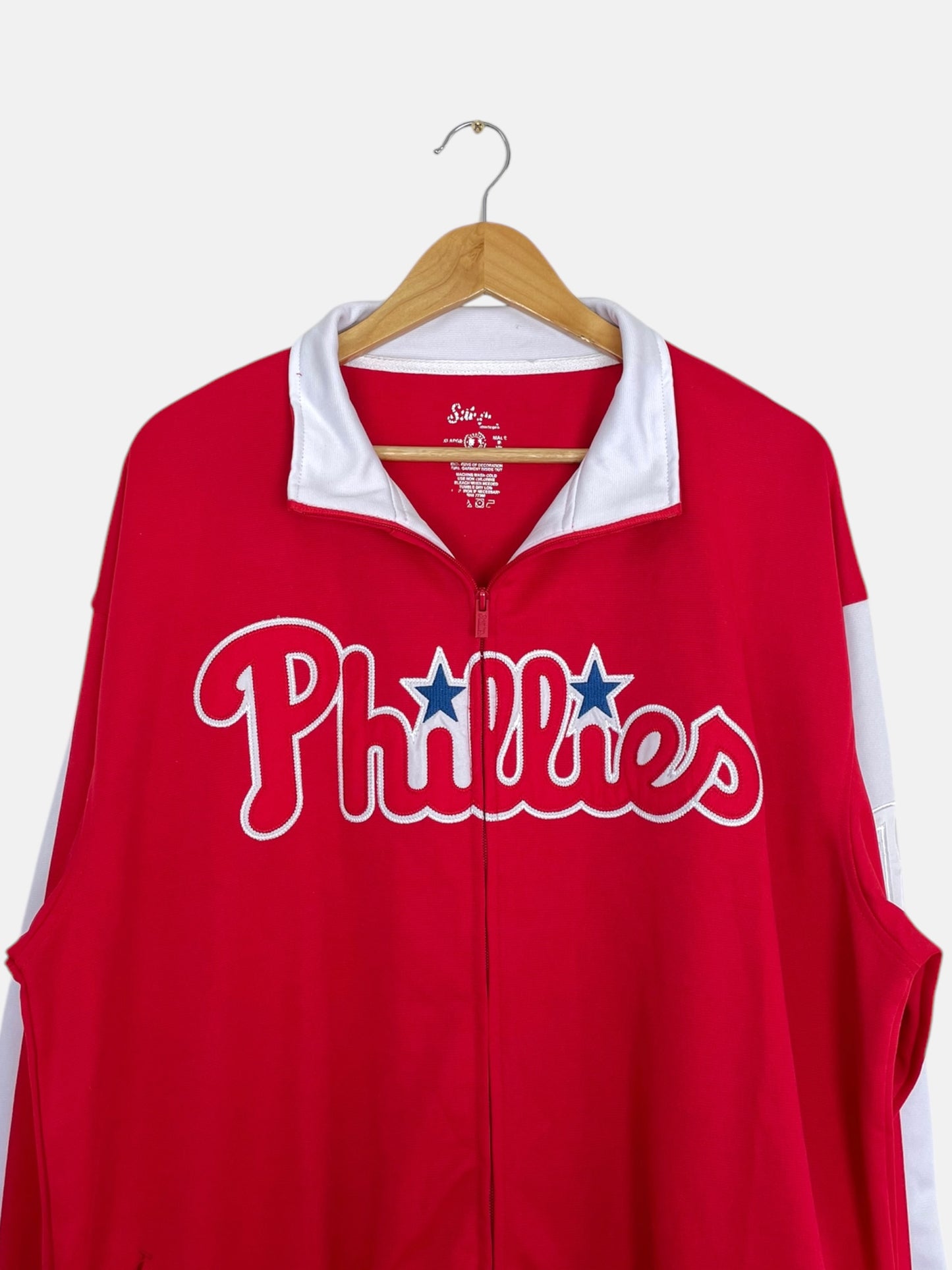 90's Phillies Embroidered Vintage Baseball Track Jacket Size 2XL