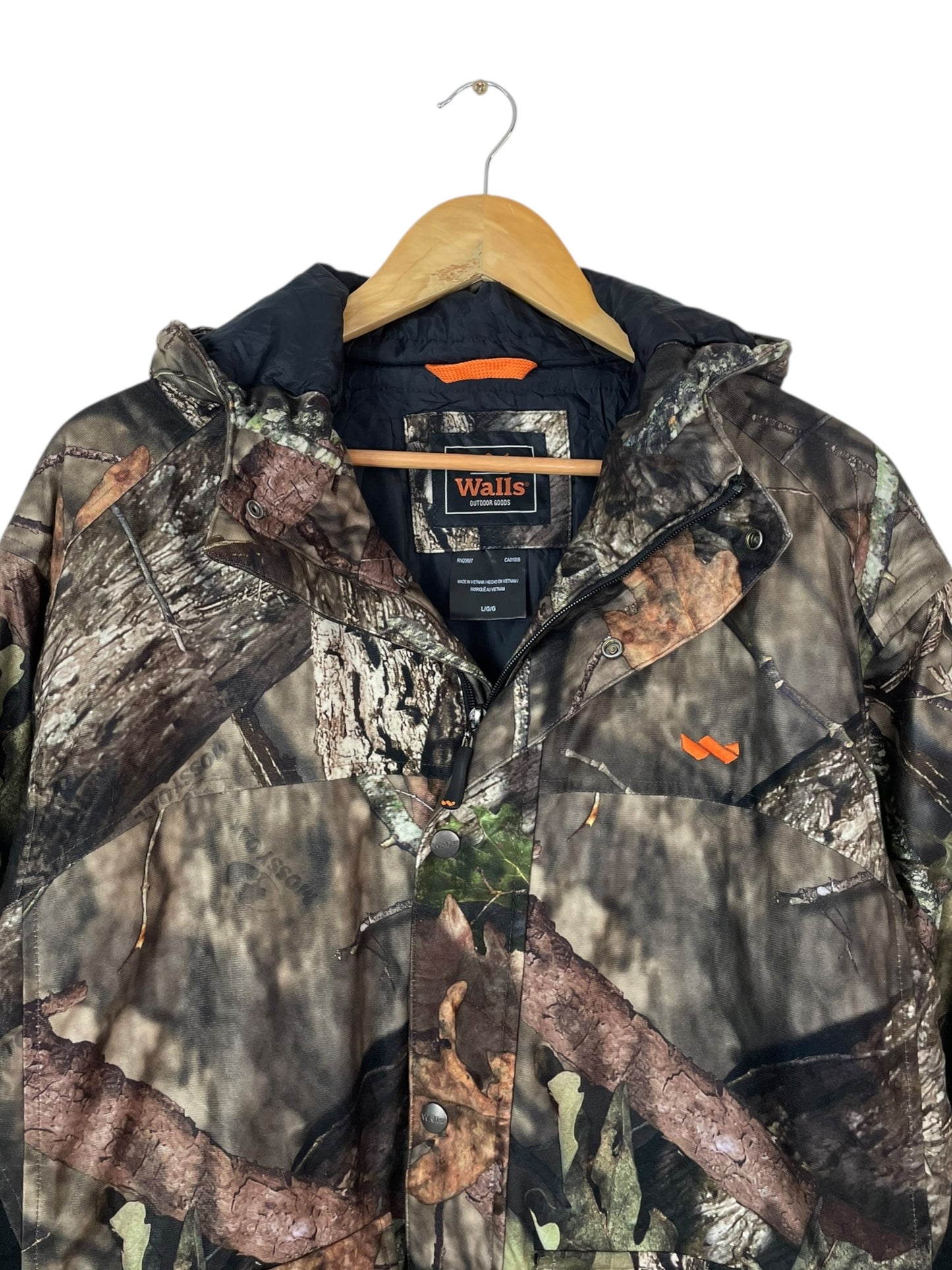 90's Walls Realtree Camo Embroidered Vintage Lined Hooded Jacket L