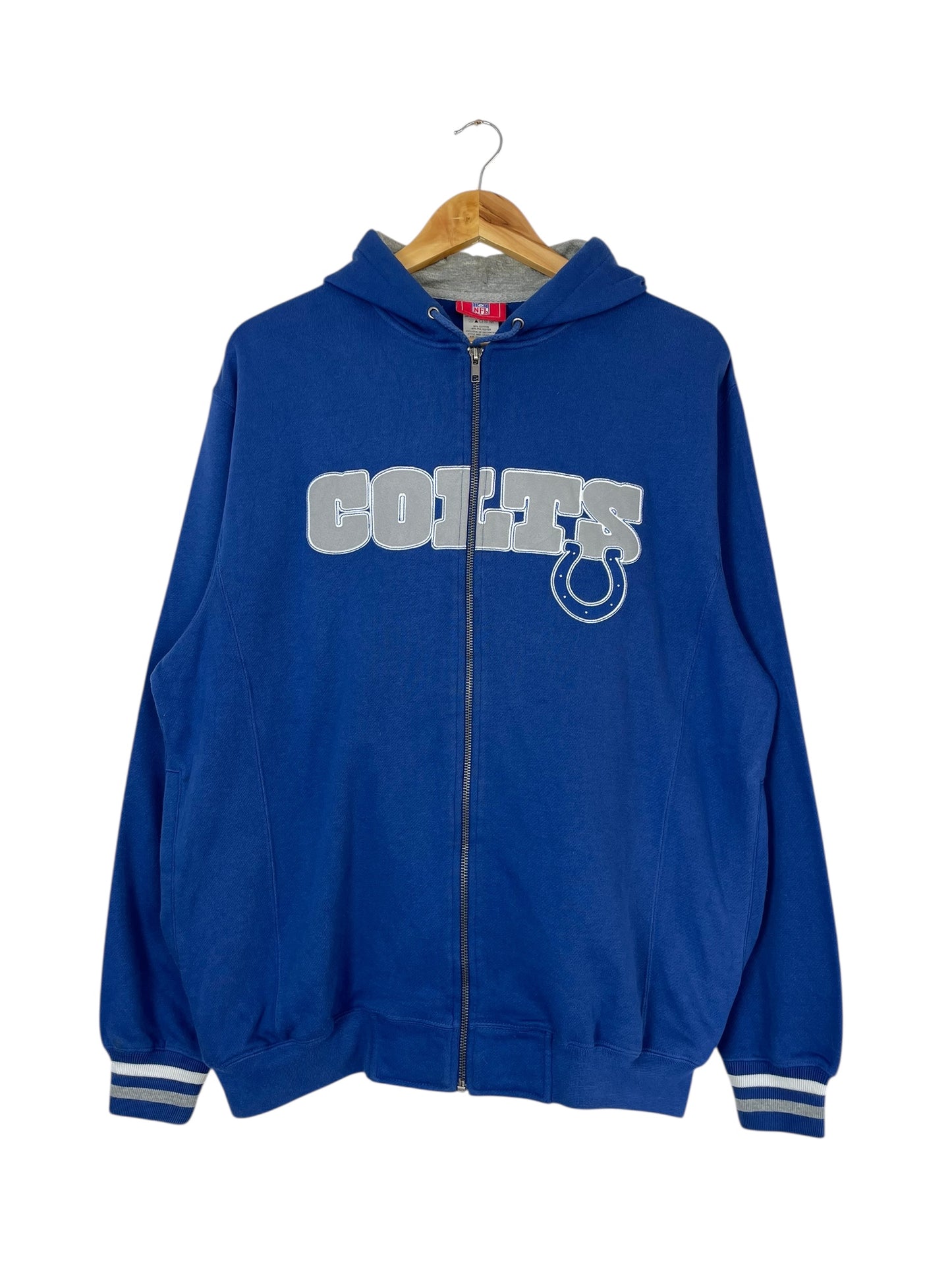 90's Colts NFL Embroidered Vintage Zip-up Hooded Sweatshirt Size M-L