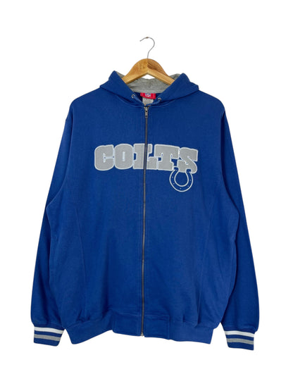 90's Colts NFL Embroidered Vintage Zip-up Hooded Sweatshirt Size M-L