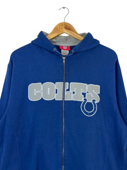 90's Colts NFL Embroidered Vintage Zip-up Hooded Sweatshirt Size M-L