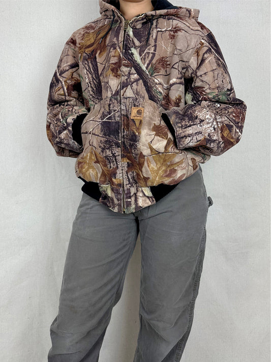 90's Carhartt Realtree Camo Heavy Duty Vintage Jacket with Hood Size M