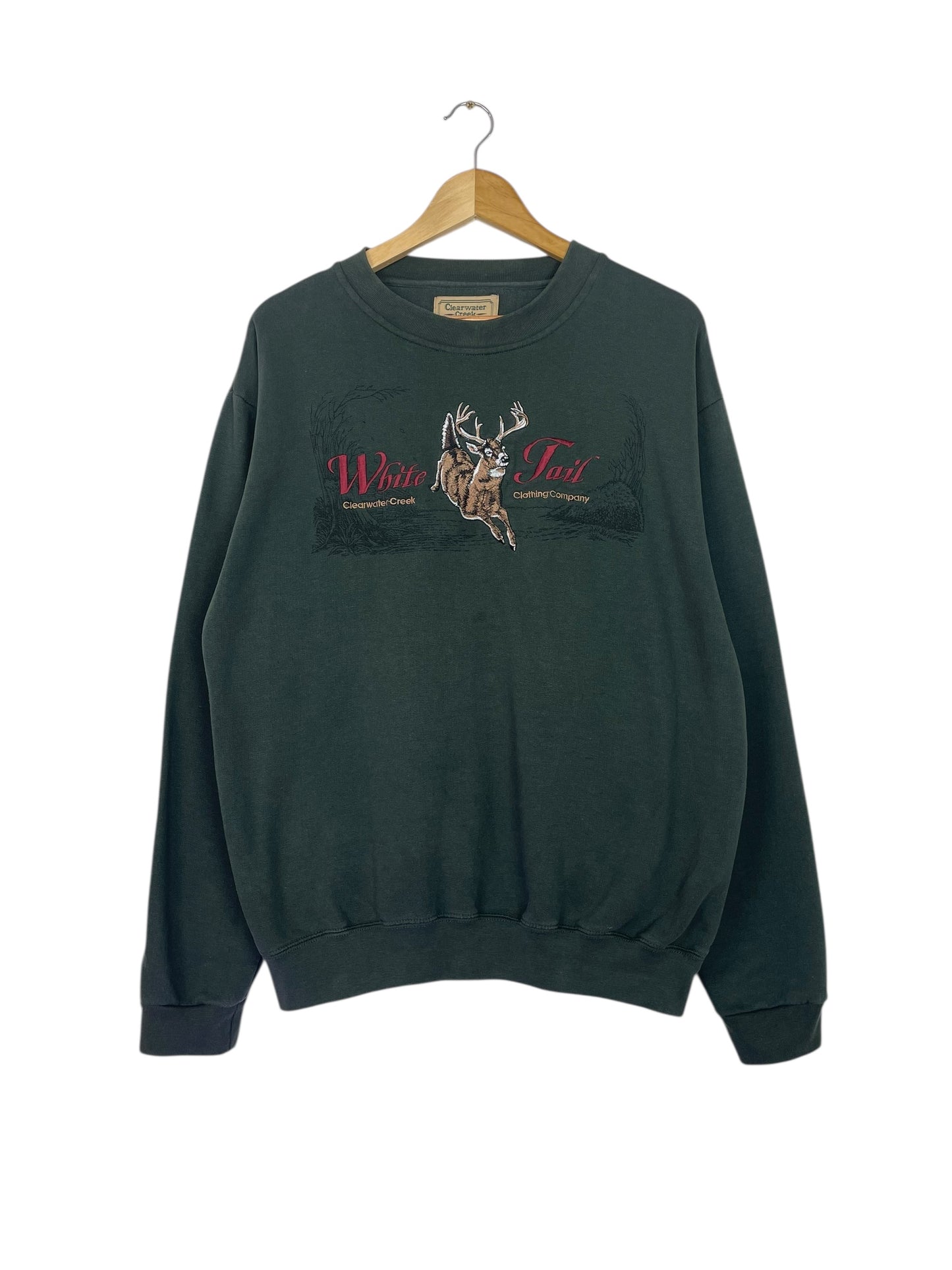 90's White Tail Clearwater Creek Clothing Company Embroidered Vintage Sweatshirt Size L