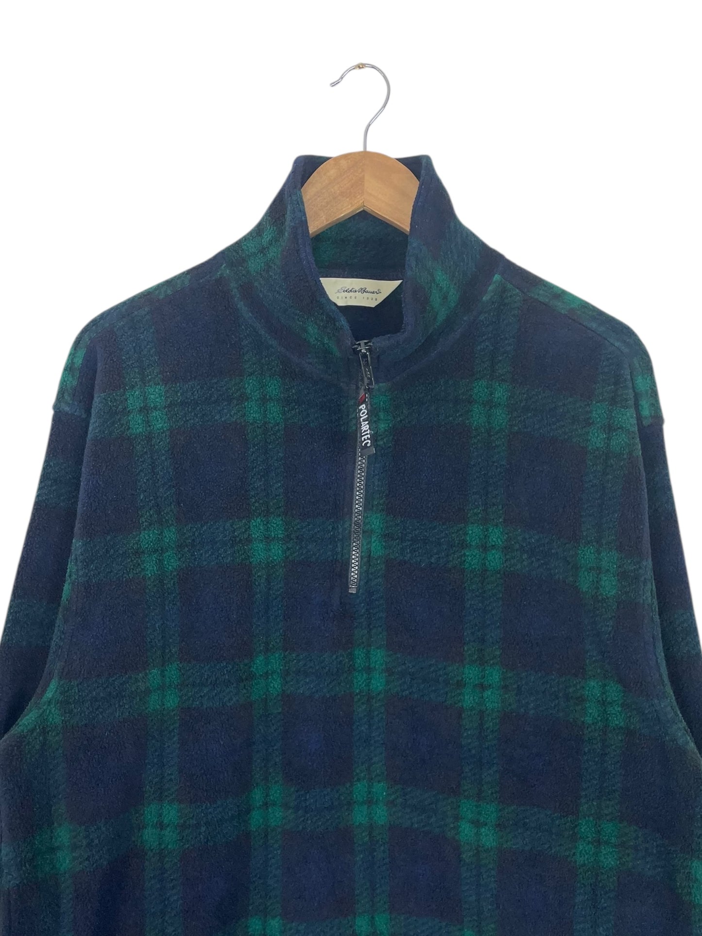 90's Eddie Bauer Vintage Plaid Quarter-zip Sweatshirt Size L-XL