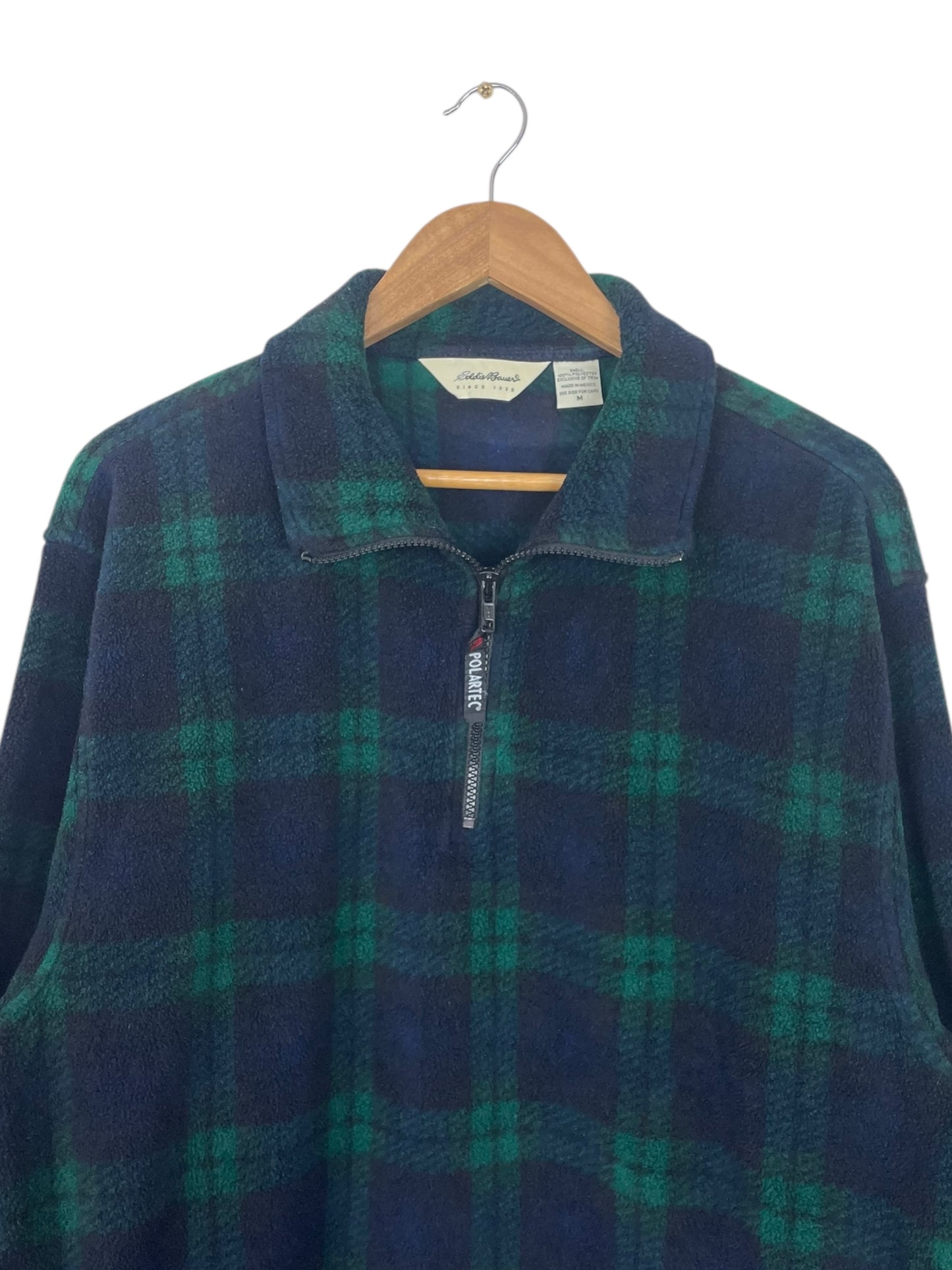 90's Eddie Bauer Vintage Plaid Quarter-zip Sweatshirt Size L-XL