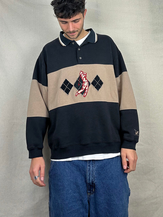90's Golf Embroidered Vintage Collared Sweatshirt Size L