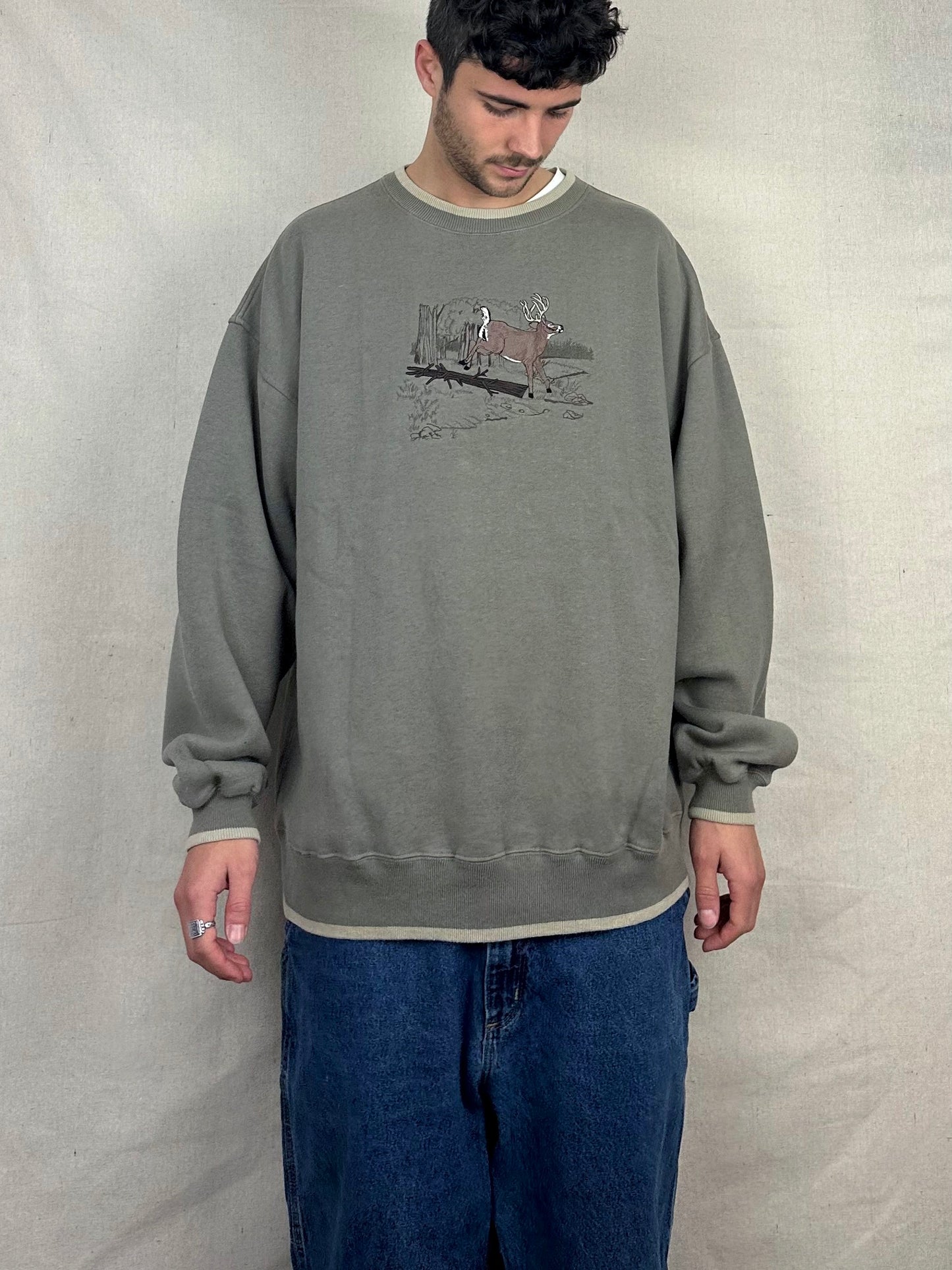 90's Big Buck Embroidered Vintage Sweatshirt Size 2XL