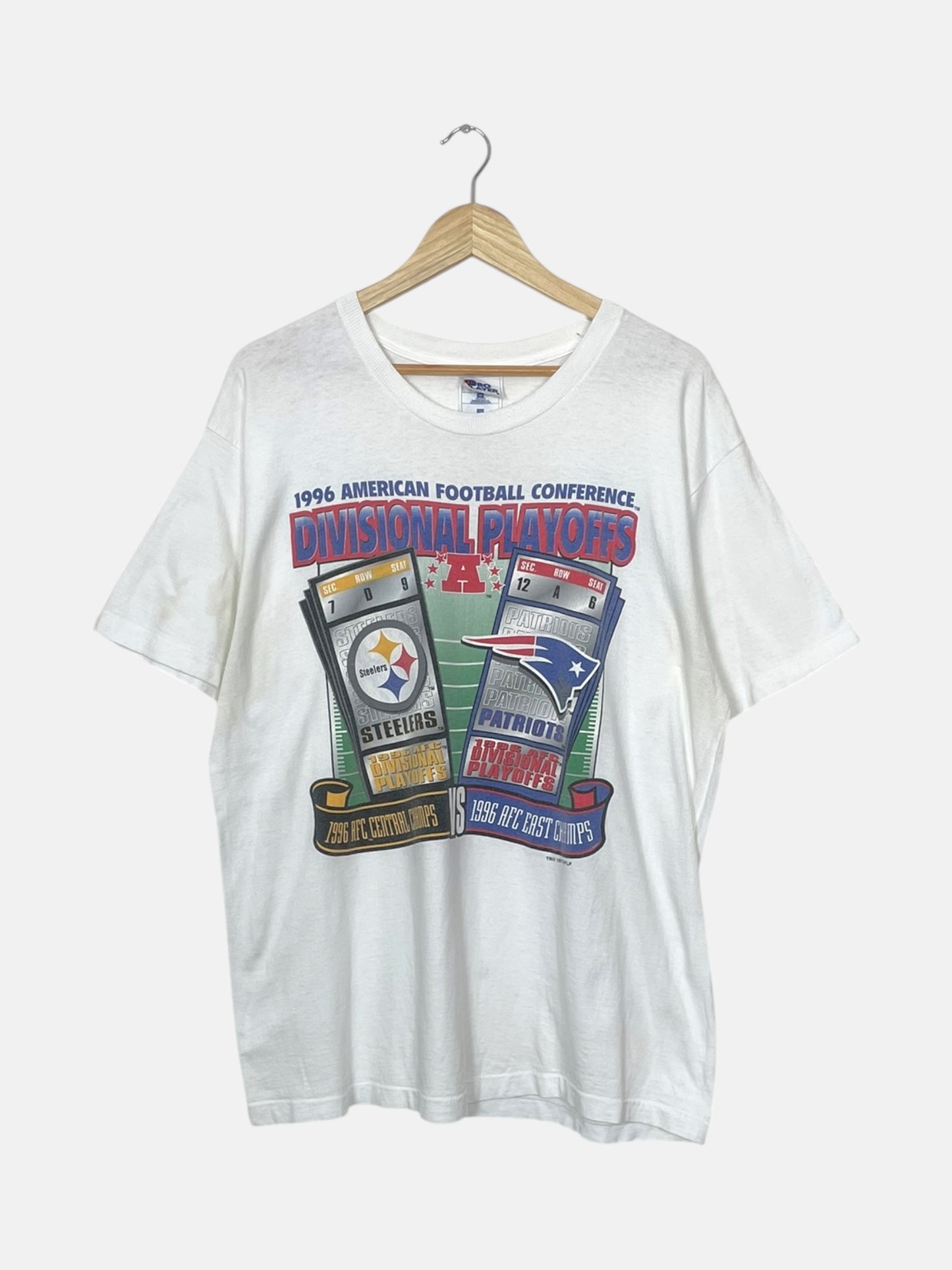 90's Steelers vs Patriots Vintage T-Shirt Size L