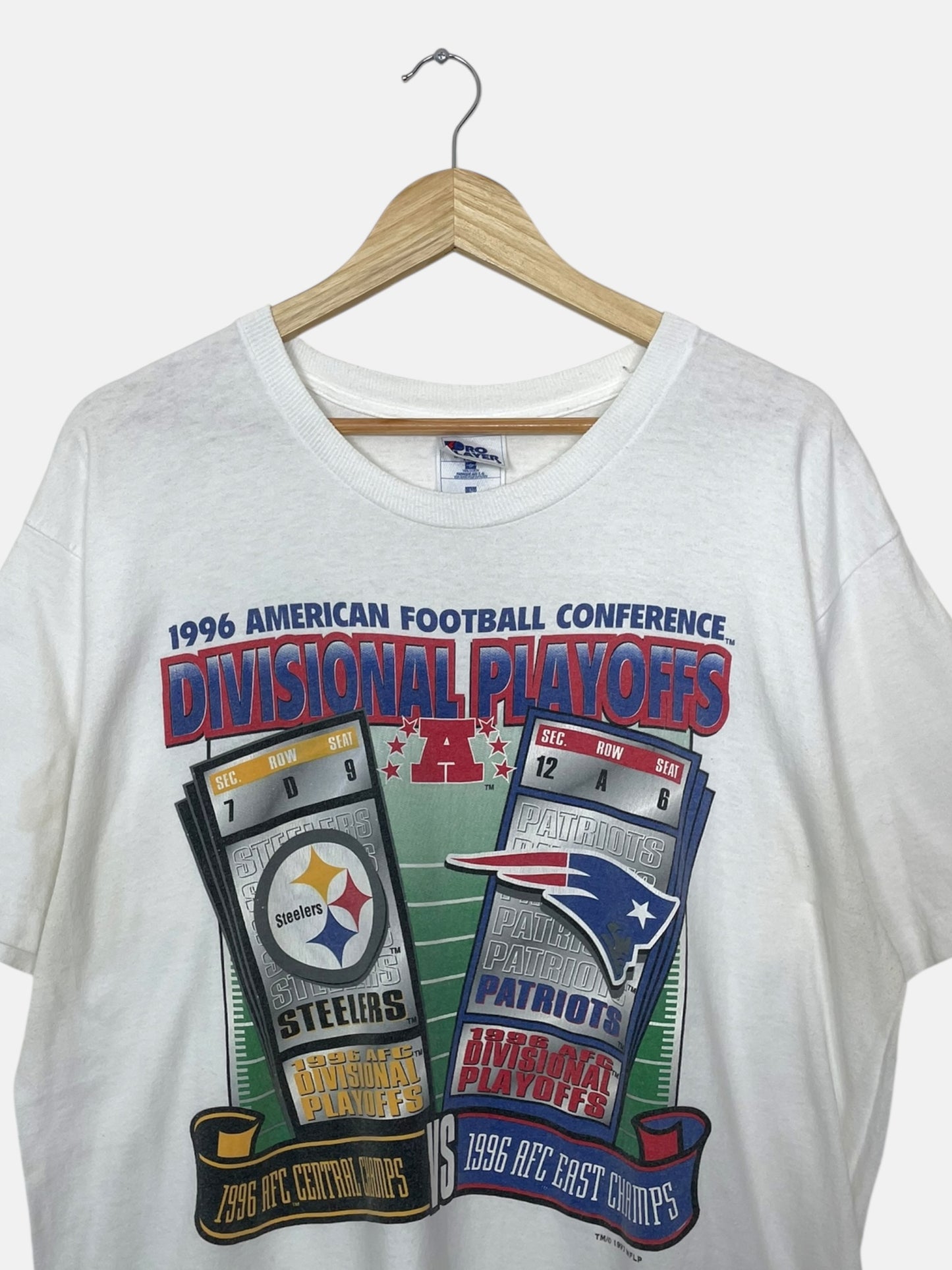 90's Steelers vs Patriots Vintage T-Shirt Size L