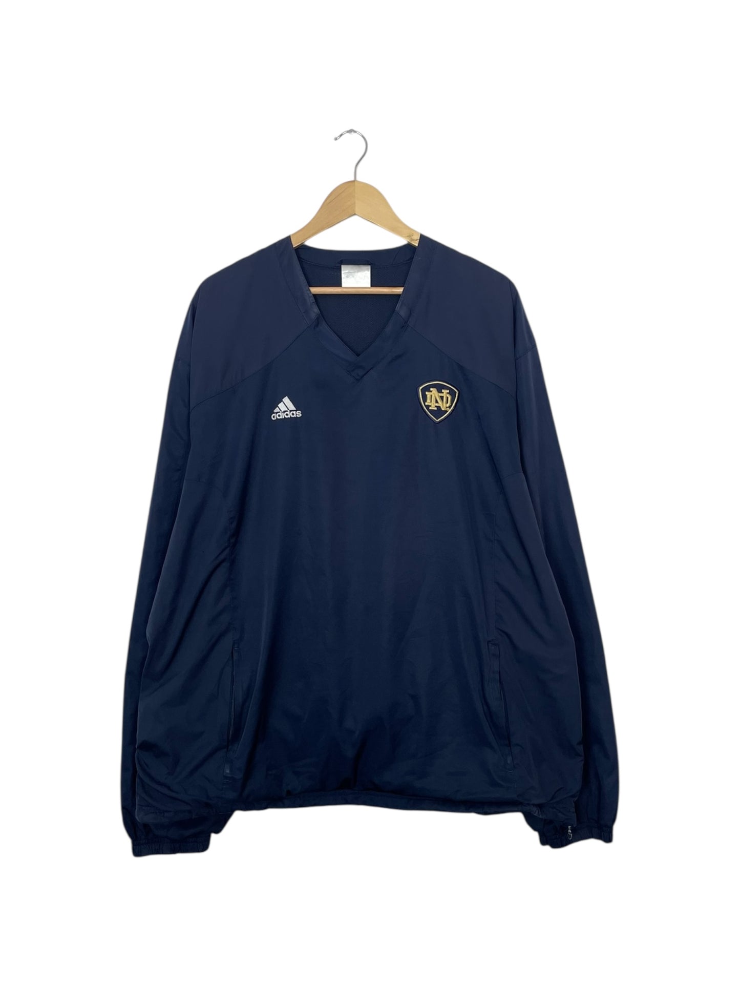 90's Notre Dame Embroidered Vintage Adidas Pull-over Jacket Size 2XL