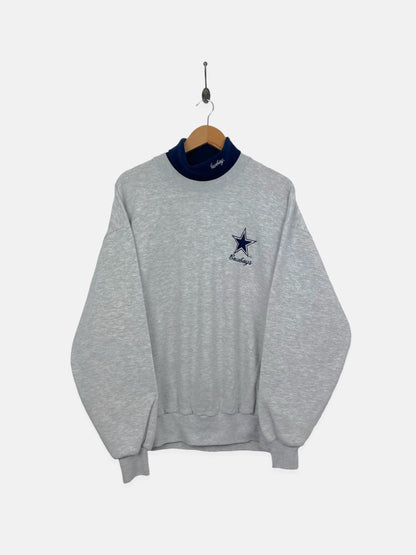 90's Dallas Cowboys NFL USA Made Embroidered Vintage Mockneck Sweatshirt Size L