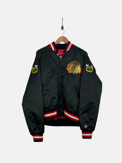 90's Chicago Blackhawks NHL USA Made Embroidered Vintage Starter Jacket Size S-M