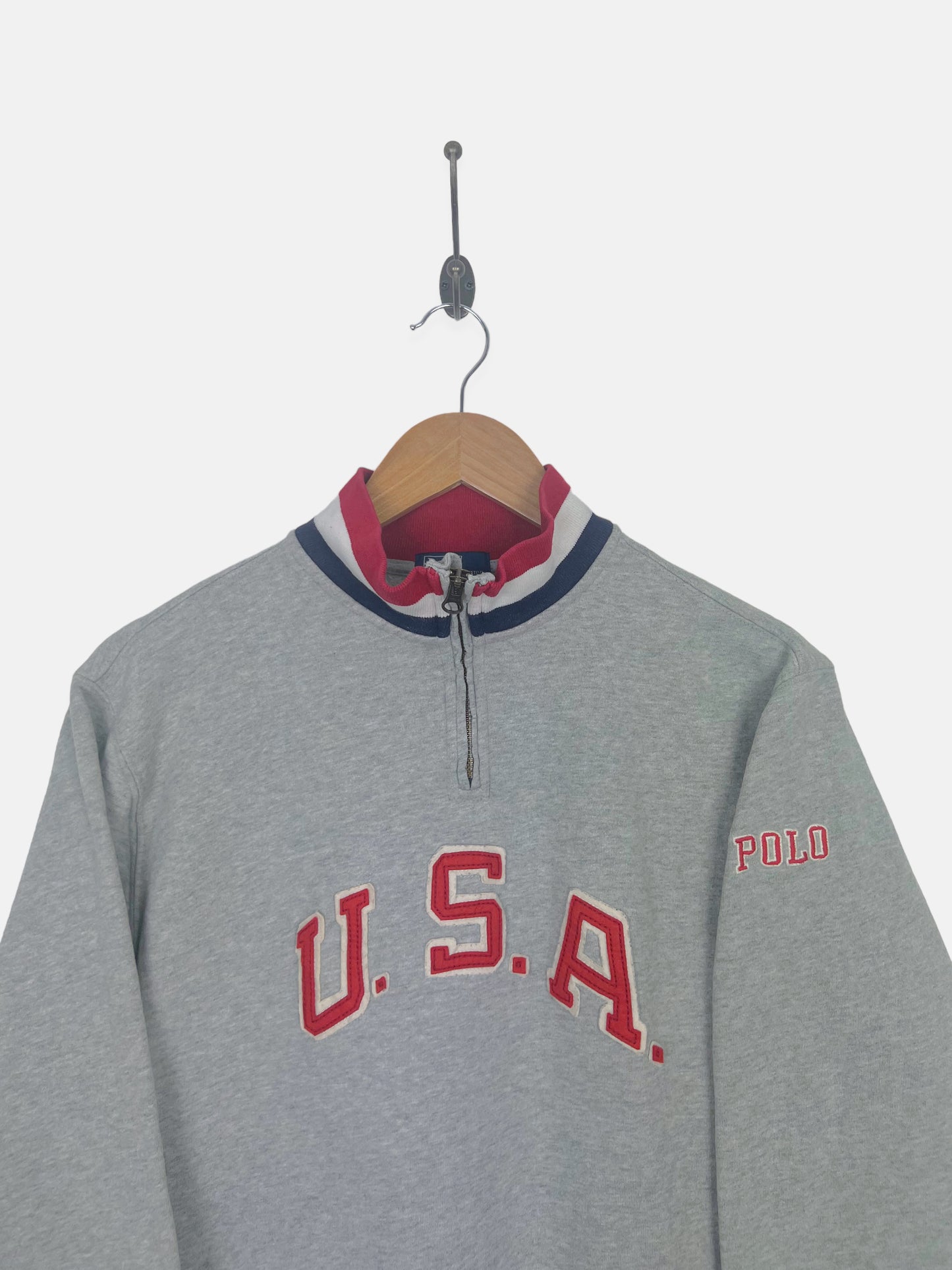 90's Polo Ralph Lauren Embroidered Vintage Quarterzip Sweatshirt Size 6