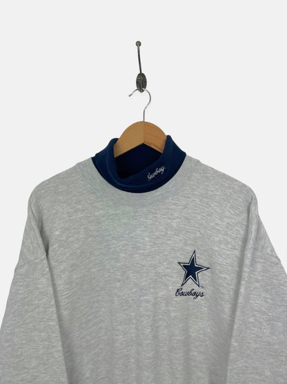 90's Dallas Cowboys NFL USA Made Embroidered Vintage Mockneck Sweatshirt Size L