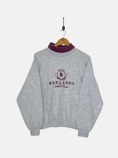 90's Redlands College USA Made Embroidered Vintage Mock-Neck Sweatshirt Size 10