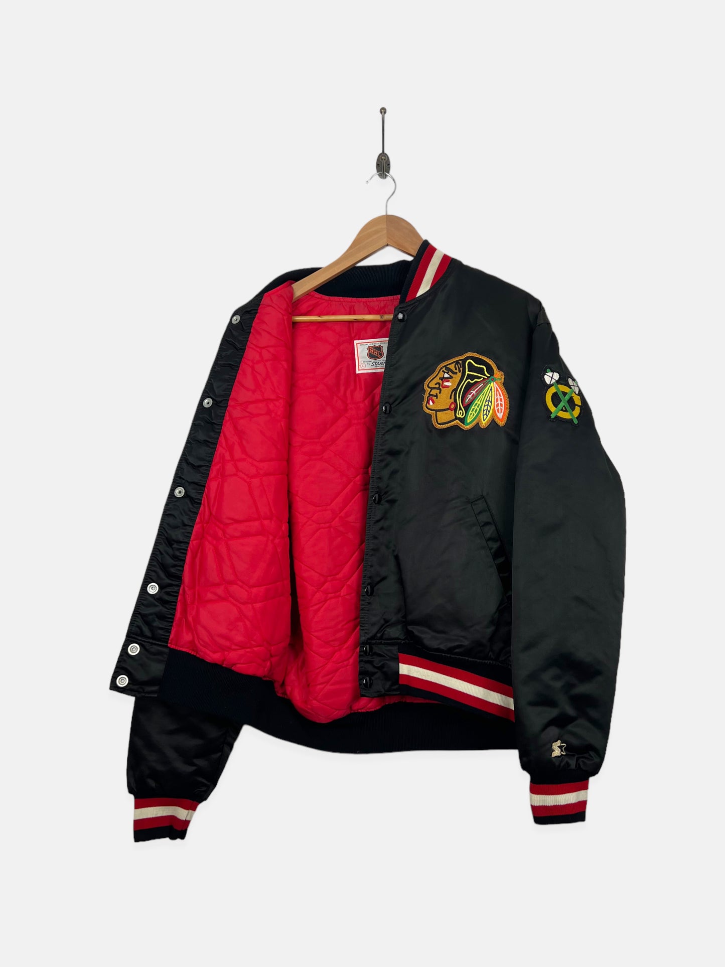 90's Chicago Blackhawks NHL USA Made Embroidered Vintage Starter Jacket Size S-M