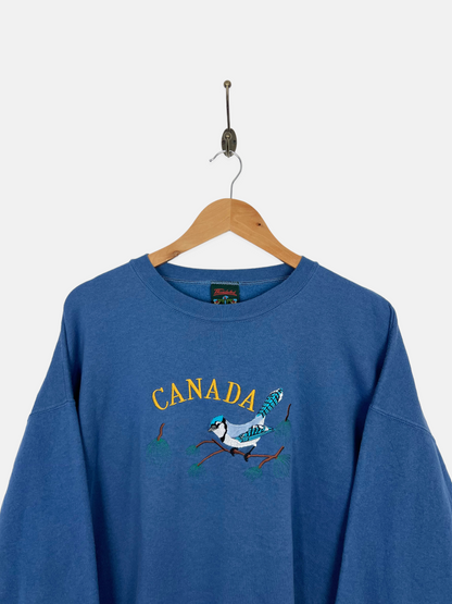 90's Canada Made Embroidered Vintage Sweatshirt Size L-XL