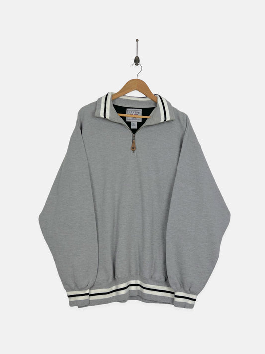 90's Heavyweight Grey Vintage Quarterzip Sweatshirt Size XL