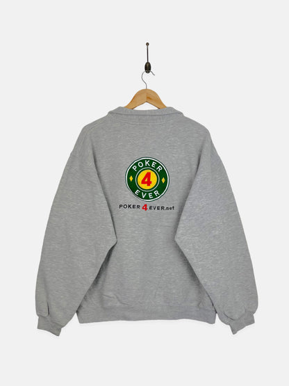 90's Poker Embroidered Vintage Quarterzip Sweatshirt Size M-L