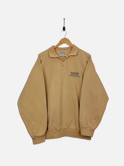 90's Maritime Trading Co Embroidered Vintage Collared Sweatshirt Size XL