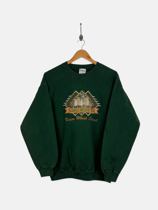 90's Girl Scouts Wagon Wheel Council Embroidered Vintage Sweatshirt Size 12-14