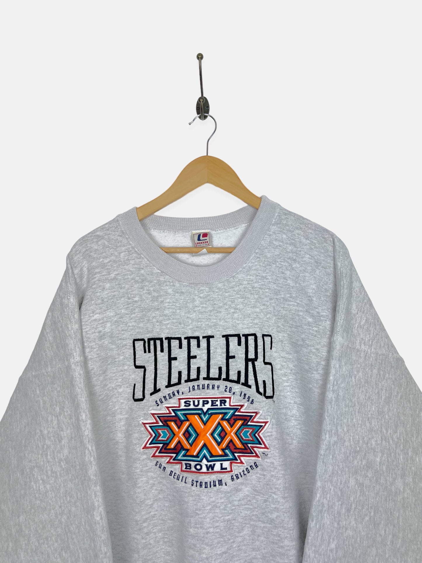 1995 Pittsburgh Steelers NFL USA Made Embroidered Vintage Sweatshirt Size 2-3XL