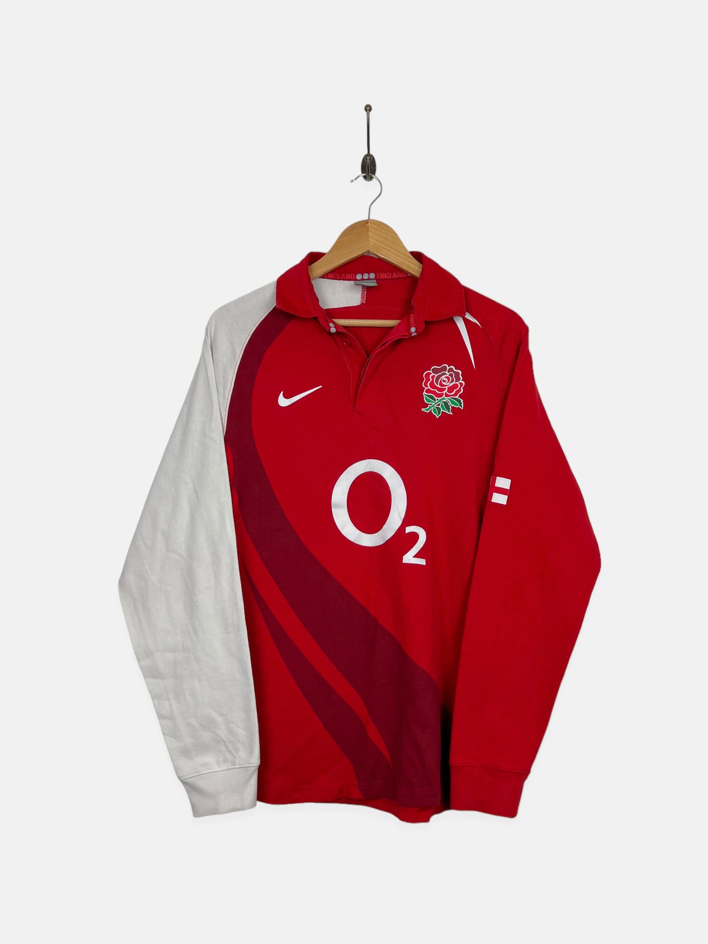Nike England Rugby Vintage Longsleeve Polo Size M