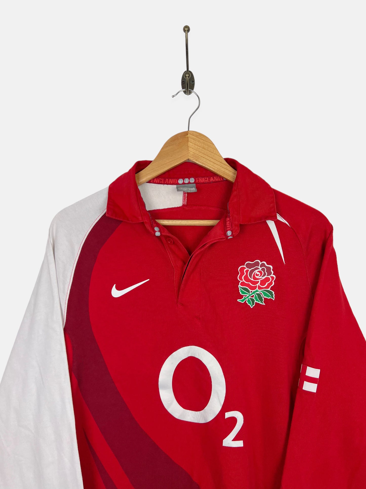 Nike England Rugby Vintage Longsleeve Polo Size M