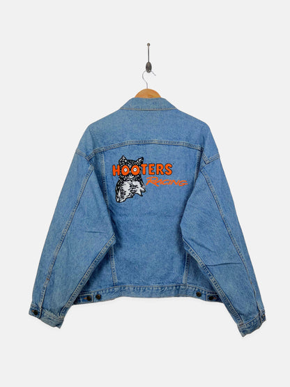90's Hooters Racing USA Made Embroidered Vintage Denim Jacket Size L-XL