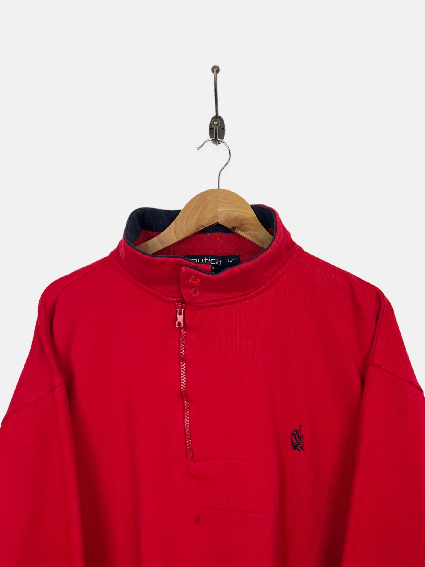 90's Nautica Embroidered Vintage Quarterzip Sweatshirt Size L-XL