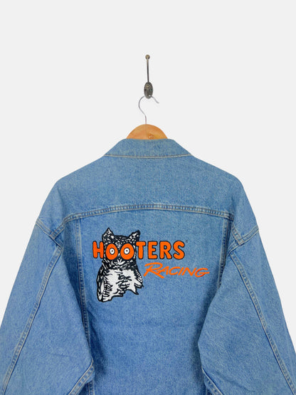 90's Hooters Racing USA Made Embroidered Vintage Denim Jacket Size L-XL