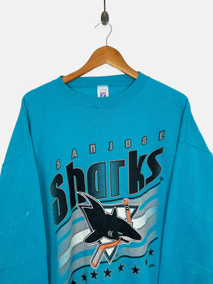 90's San Jose Sharks NHL USA Made Vintage Sweatshirt Size M-L