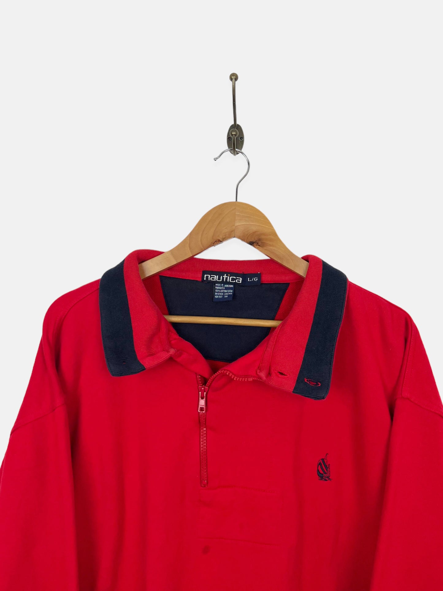 90's Nautica Embroidered Vintage Quarterzip Sweatshirt Size L-XL