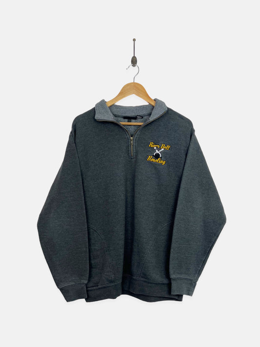 River Dell Bowling Embroidered Vintage Quarterzip Sweatshirt Size 10