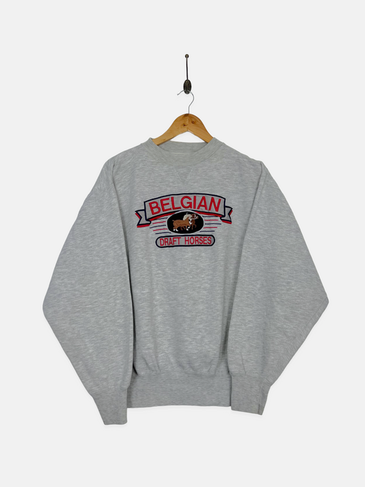 90's Belgian Draft Horses Embroidered Vintage Sweatshirt Size 12