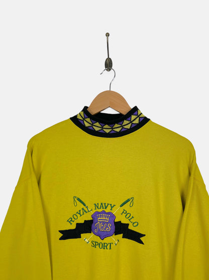 Youth 90's Royal Navy Polo Embroidered Vintage Highneck Sweatshirt