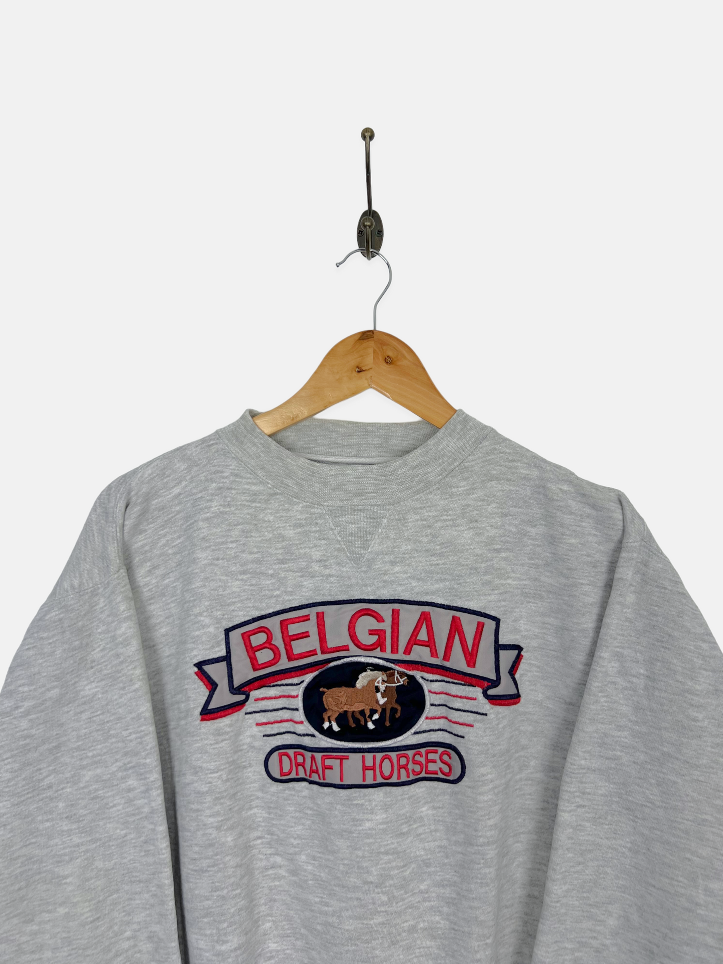 90's Belgian Draft Horses Embroidered Vintage Sweatshirt Size 12