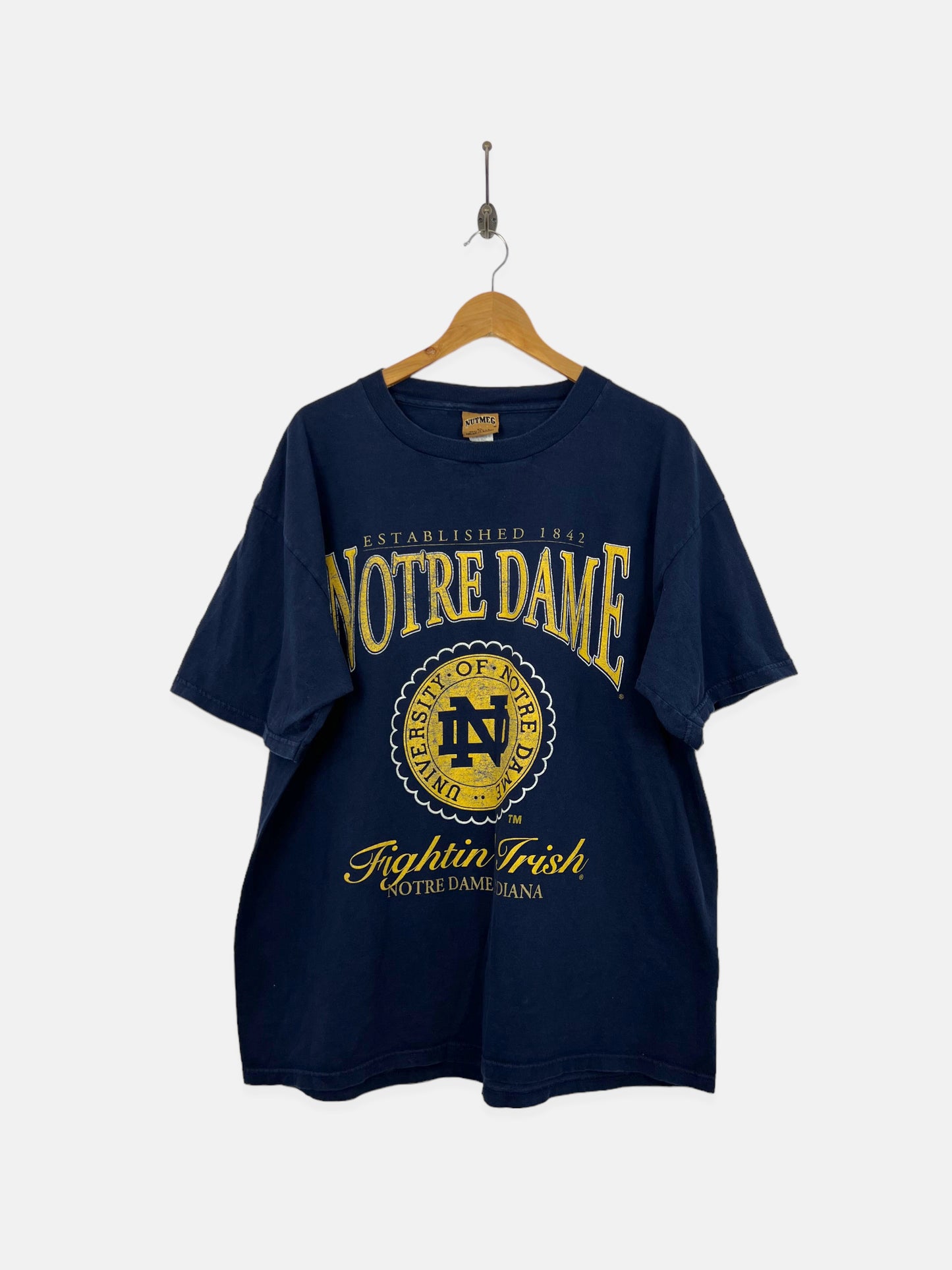 90's Notre Dame University USA Made Vintage T-Shirt Size XL