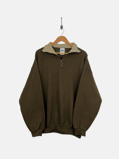 90's Brown Vintage Quarterzip Sweatshirt Size L-XL
