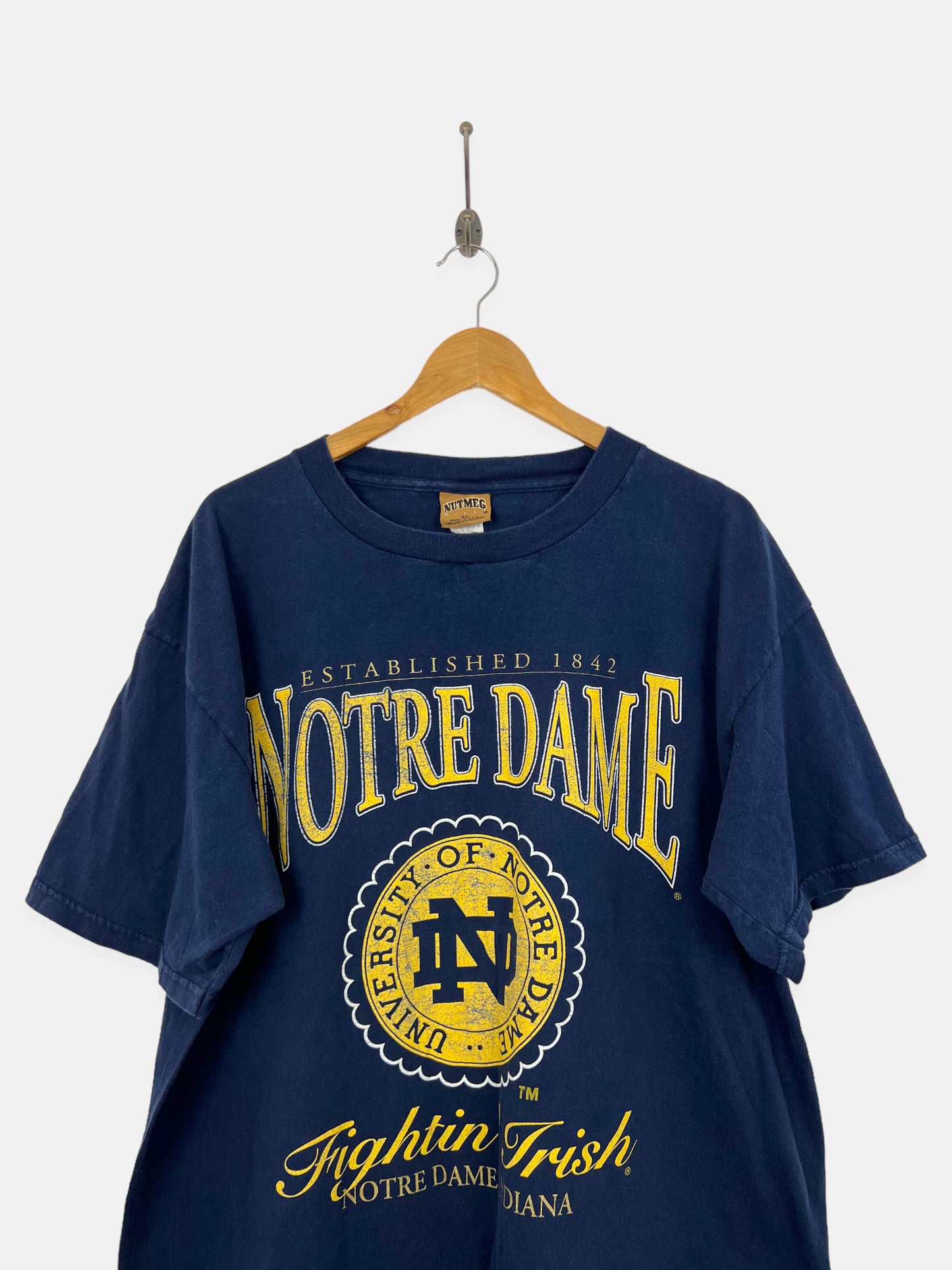 90's Notre Dame University USA Made Vintage T-Shirt Size XL